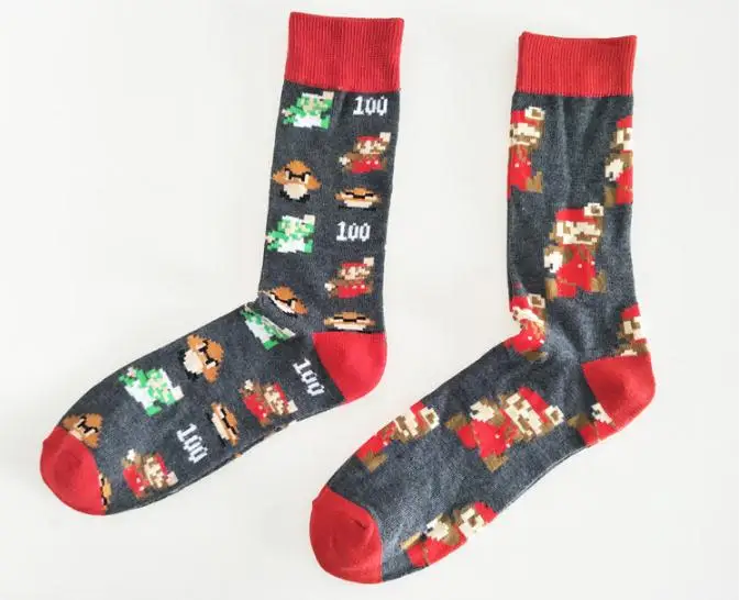 Носки с принтом игры «Super Mario Bros»; забавные Веселые мужские хлопковые носки с грибами; мягкие удобные дышащие впитывающие пот носки; calcetines hombre