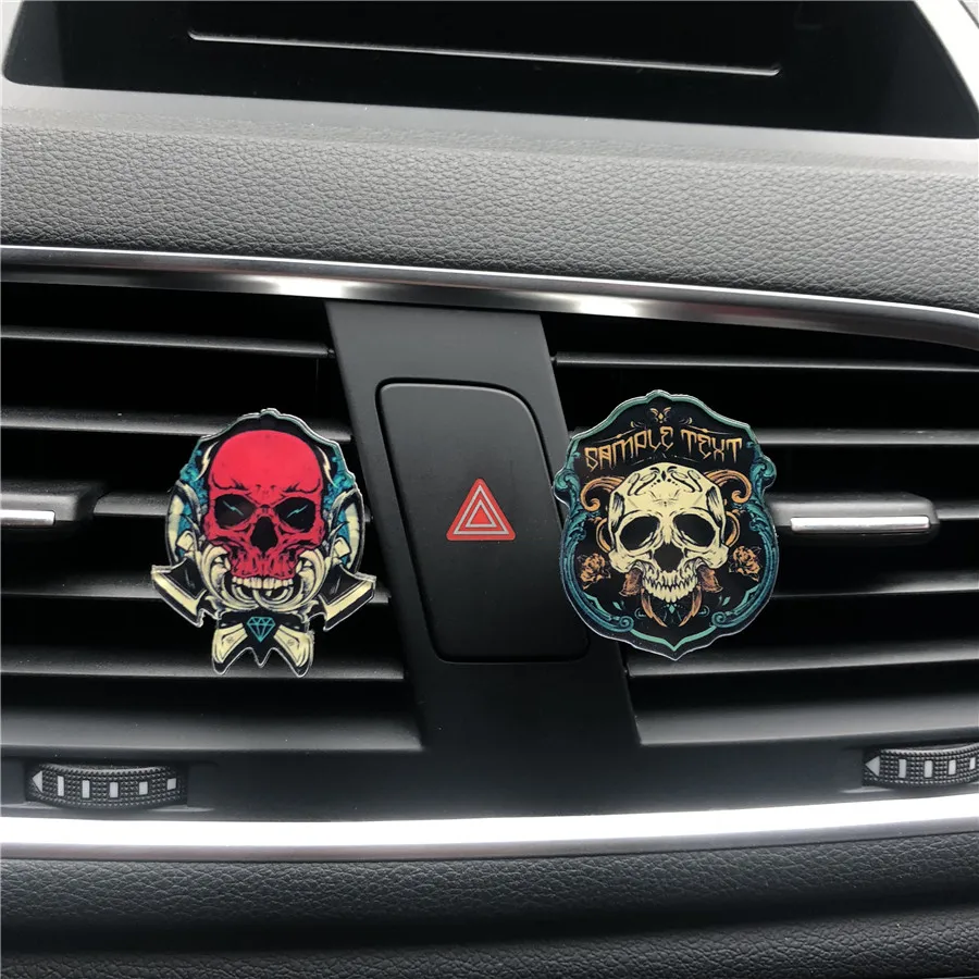 

2 pcs Acrylic Automotive Styling Ornament Perfume Skull Men's car perfume Air Freshener Perfumes 100 Original