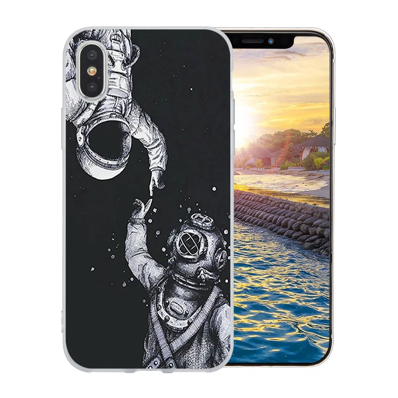 Чехол для телефона Apple iPhone 7/8 Plus X 10 Space Moon Pattern 5C 5S SE 6 6S оболочка мягкая силиконовая