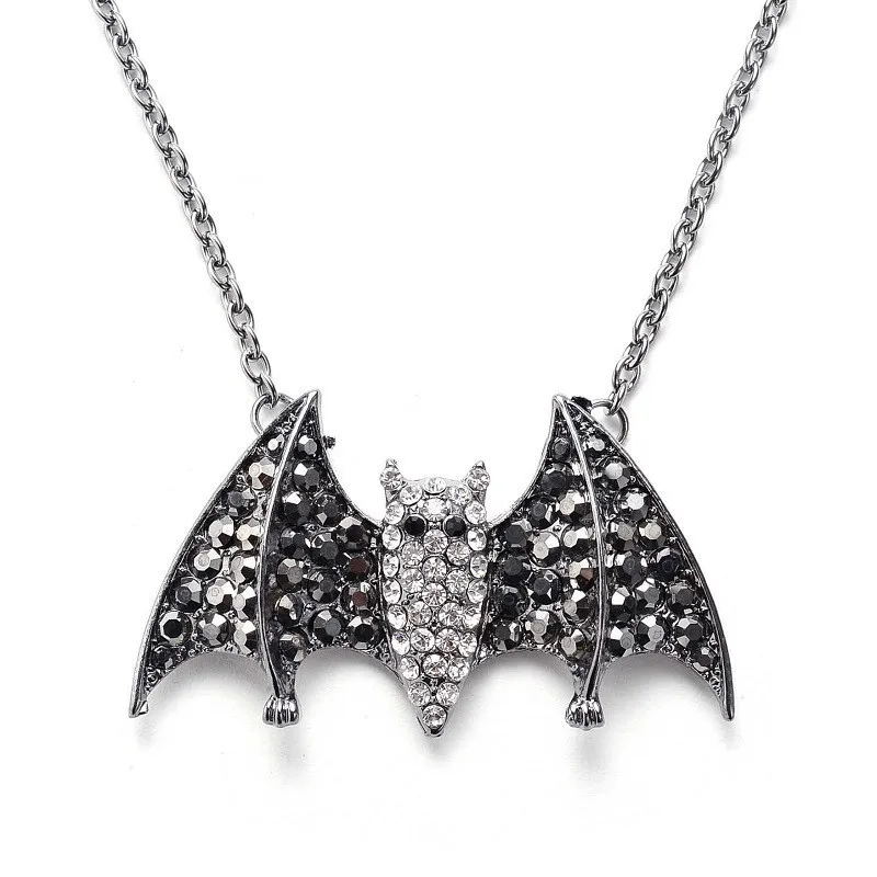 

Vintage Bat Necklace Bling Rhinestone Bat Pendant Necklace Gothic Jewelry For Woman Sweater Chain Gifts for Girls