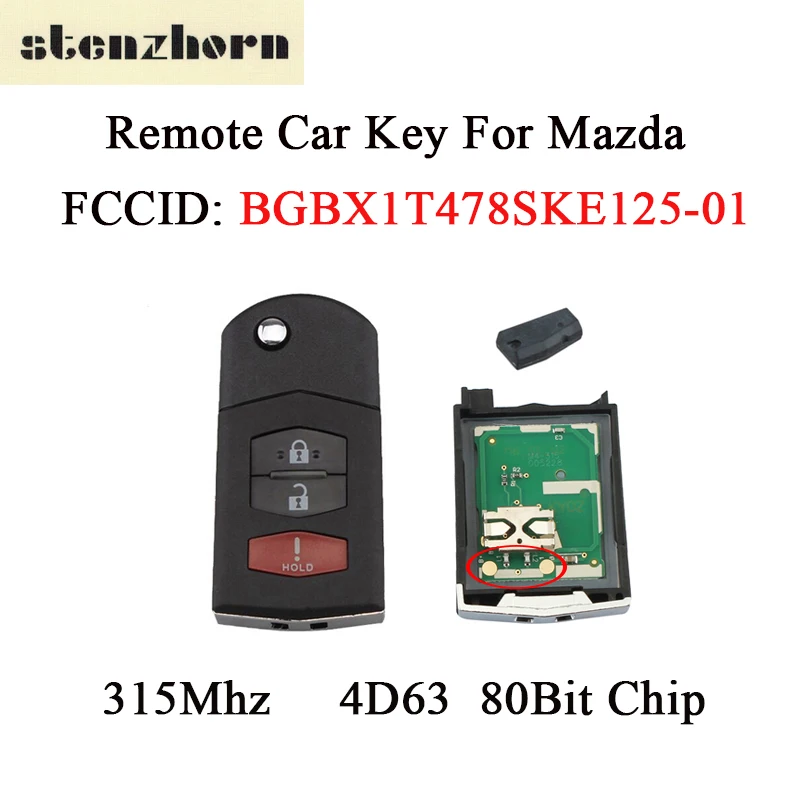 Stenzhorn 2 шт. * дистанционный ключ для Mazda CX 7 CX7 2009 2012 433 мГц ключа автомобиля 4D63 80Bit mazda 3