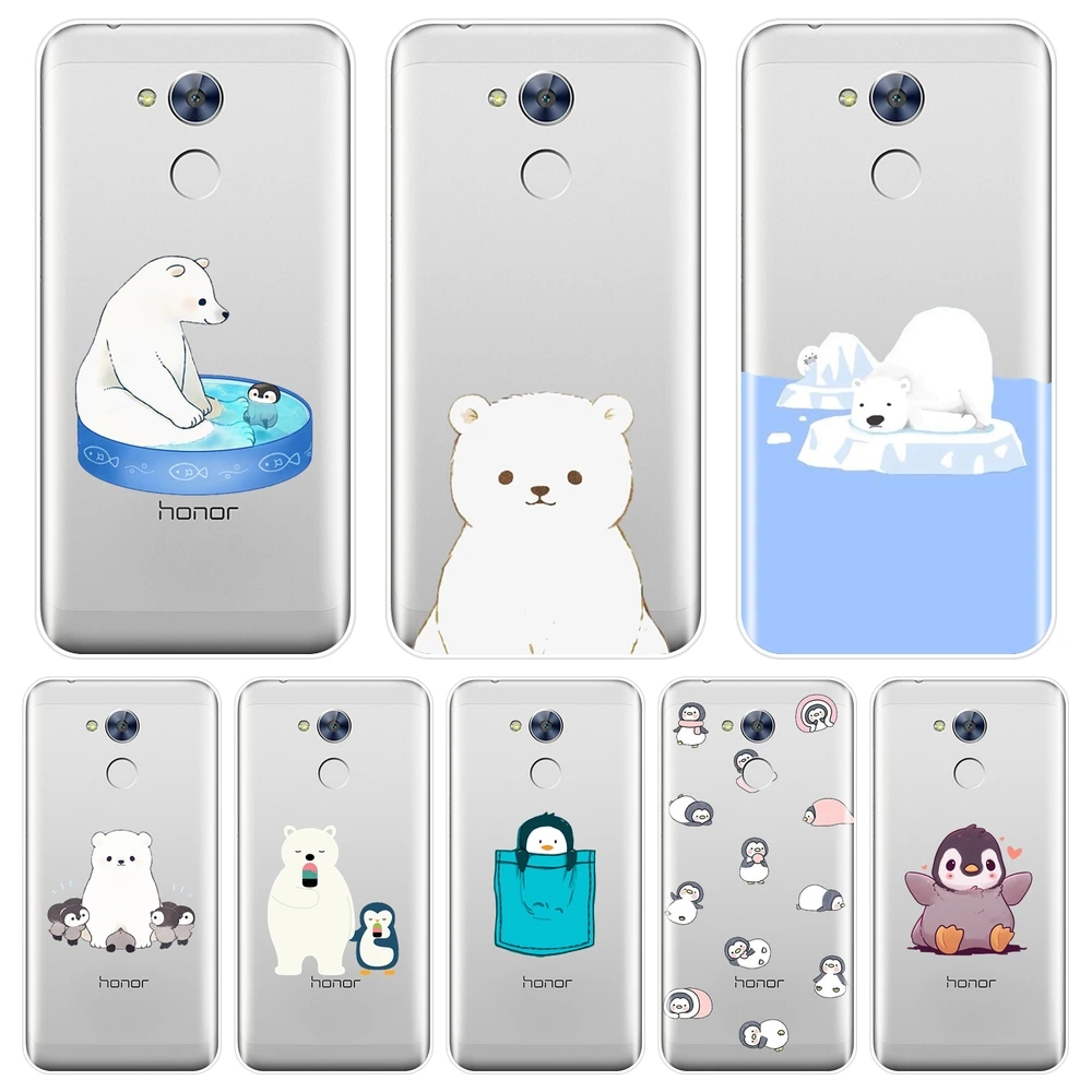Милый силиконовый чехол для телефона Bear Penguin Kawaii Huawei Honor 6 5A 4X 5X 6X 6A мягкая задняя