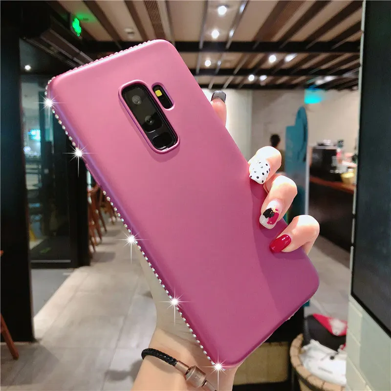 Силиконовый мягкий Блестящий резиновый чехол со стразами для Samsung Galaxy S9 S8 S7 Edge Note 8