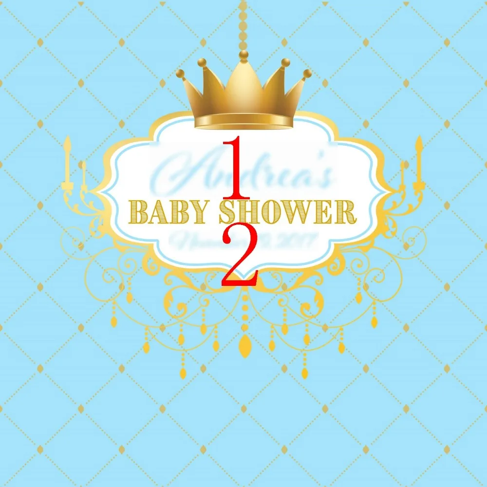 Пользовательский синий принц Baby Shower Корона фото фон Высокое качество