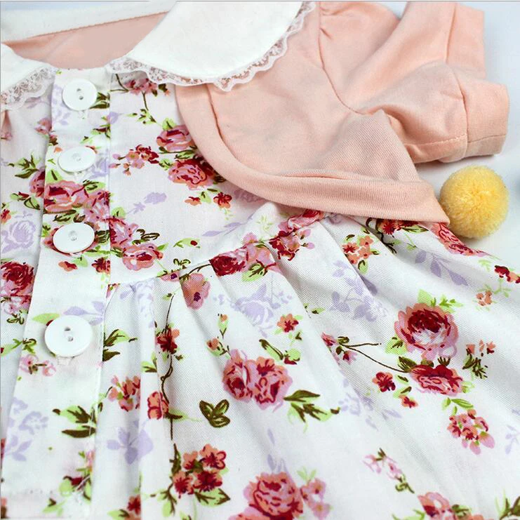 Baby Girls Summer Dresses Peter Pan Collar Short-Sleeved Children Dress Small Shawl Floral Button Frocks For 2-3T T173 | Детская одежда