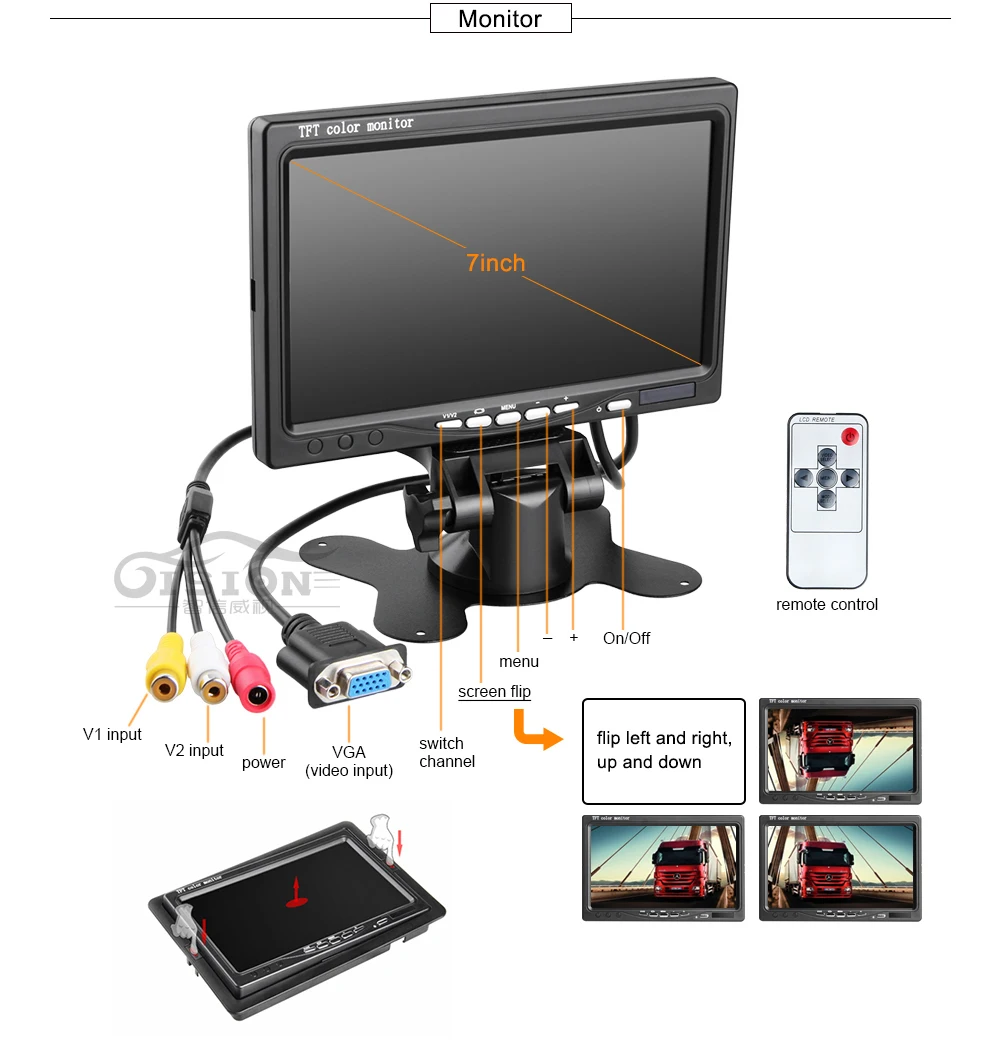 4 шт. 2.0MP автомобиля Камера 4CH AHD SD карта Mdvr Dvr для автомобиля, мотоцикла, Регистраторы+ 7 дюймов Автомобильный монитор+ 32G SD для видеокамеры наблюдения CCTV Системы