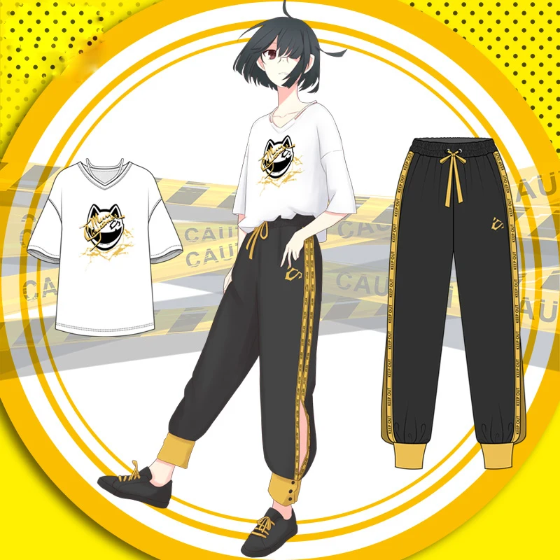 Японского аниме Durarara! Celty Sturluson Косплей повседневные спортивные брюки костюм свободные брюки с коротким рукавом Футболка женская
