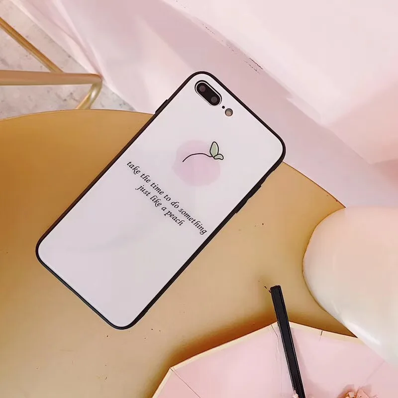 Милые корейские стеклянные чехлы для телефонов iPhone X 8 7 6 6S Plus модный защитный