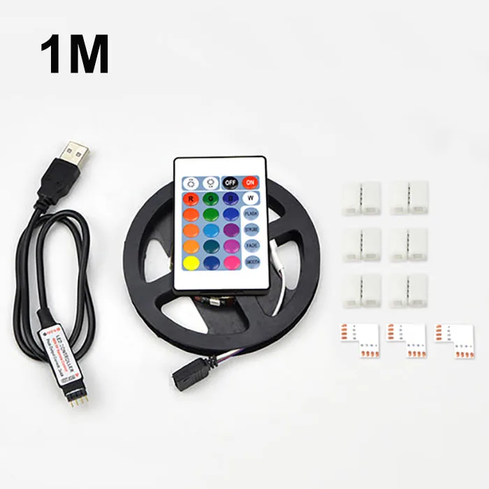1M RGB With Remote RGB USB светодиодный светильник ТВ ночной Светильник декоративная лампа 1 м 2 м 3 м HD ТВ фоновый светильник смещения ing 5050 Диодная лента PC подсветка - Испускаемый цвет: 1M RGB With Remote