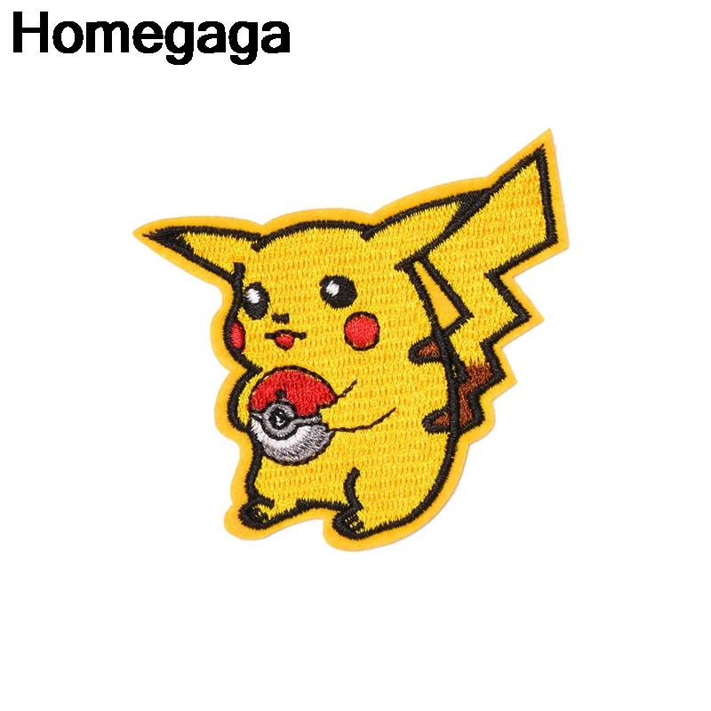 Homegaga Pocket monster Pikachu аппликационные заплатки Сделай Сам Утюг на обуви джинсовая сумка Одежда наклейки в стиле панк вышитые значки D2226