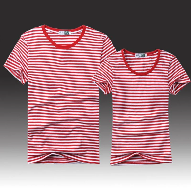 Одинаковые футболки для семьи полосатые летняя одежда хлопковые повседневные