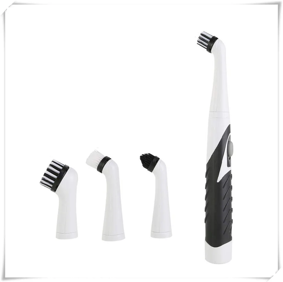 black white brush MSJO электрическая звуковая Чистящая Щетка Hurricane Spin Scrubber ванная комната настенная раковина ванна щетка для плитки для туалета Чистящие Инструменты Набор - Цвет: black white brush