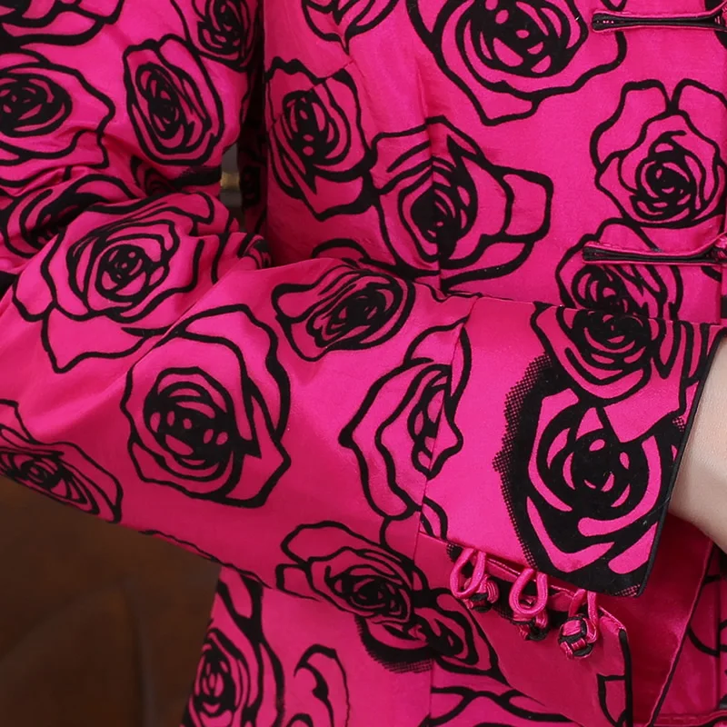 Ярко розовые куртки в китайском традиционном стиле элегантная тонкая куртка