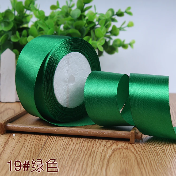 green 25 ярдов 6/10/15/20/25/40/50 мм атласными лентами DIY искусственный шелк розы Ремесла поставок швейной фурнитуры Скрапбукинг Материал - Цвет: green