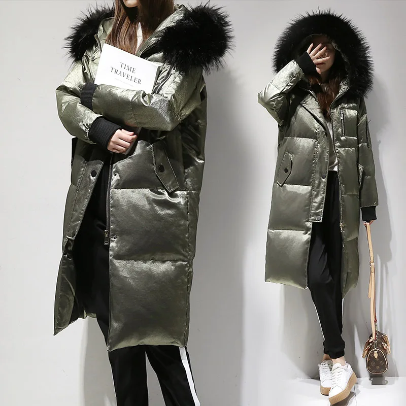 Fitaylor женская зимняя куртка белая утка большой меховой воротник с капюшоном