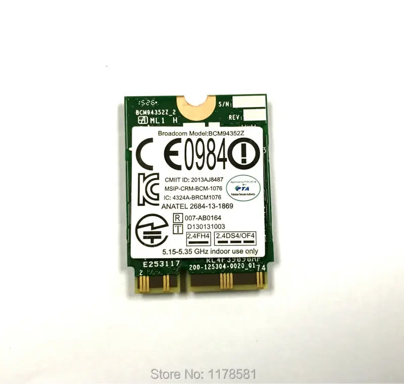 Broadcom BCM94352Z Беспроводная-пт NGFF Двухдиапазонная 802.11ac 867 Мбит/с Wi-Fi Bluetooth BT 4 0 карта
