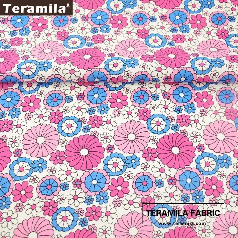 Teramila хлопок поплин Ткань мягкий напечатаны розовый sumflower Стиль жира четверти