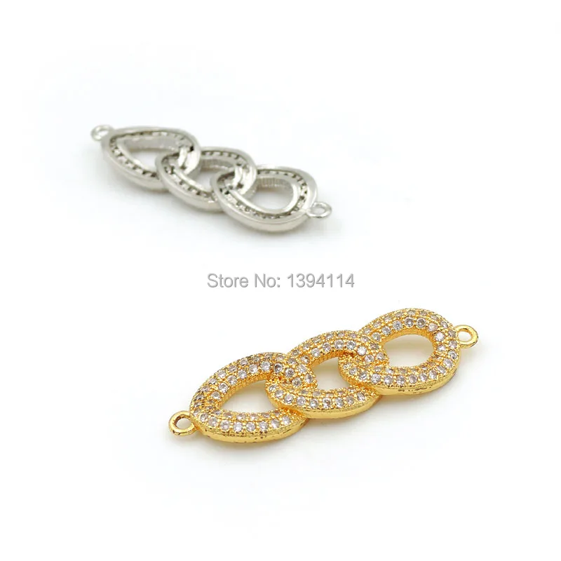 32*10*3 мм микро проложить Ясно CZ цепь Шарм Разъем подходит для мужчин и женщин