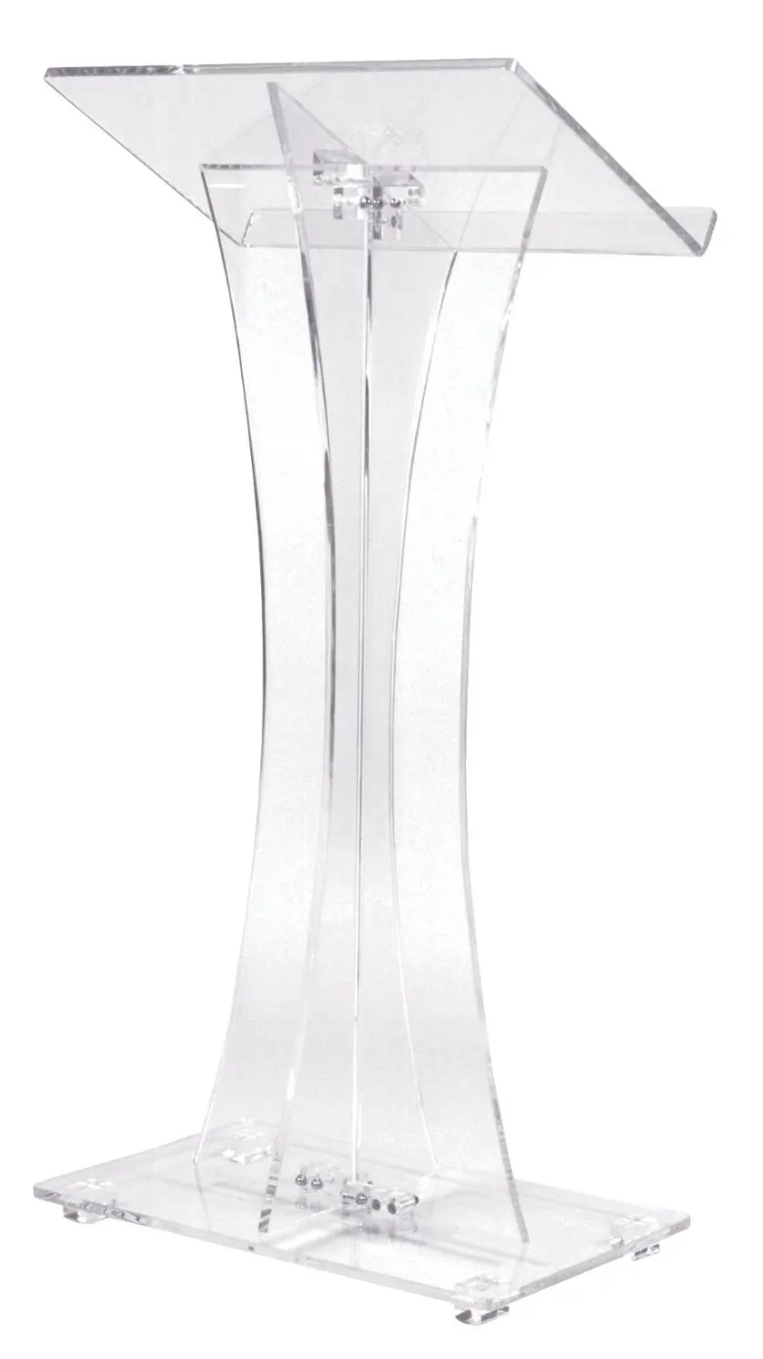 

Acrylic Curved Lectern ClearClear Church Pulpit Lectern, Thick Acrylic, No Assembly, Inner Shelf, Pedestal Base
