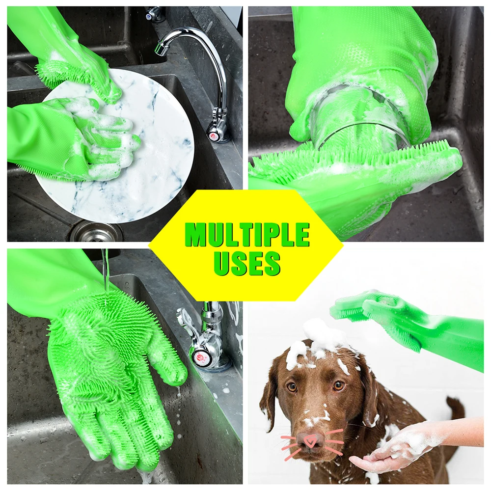 Волшебные силиконовые чистящие перчатки для мытья посуды кухонные бытовые