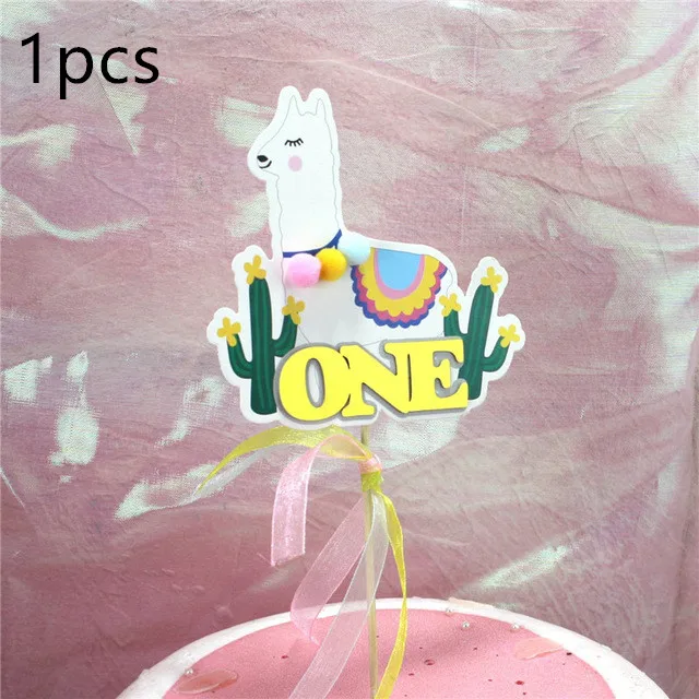 Cake Flag 1pcs 20 шт. на день рождения сувениры украшения Альпака кактус тема полотенца бумажные салфетки детский душ салфетки с принтом товары для мероприятий - Цвет: Cake Flag 1pcs