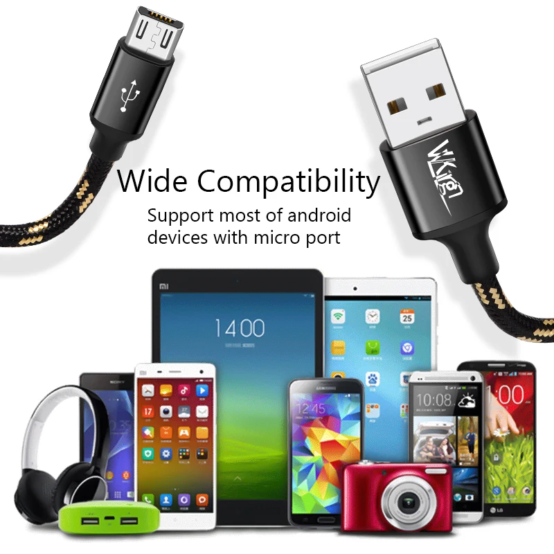 VVKing Micro USB кабель 2 4a нейлоновый для быстрой зарядки и передачи данных Samsung Xiaomi LG