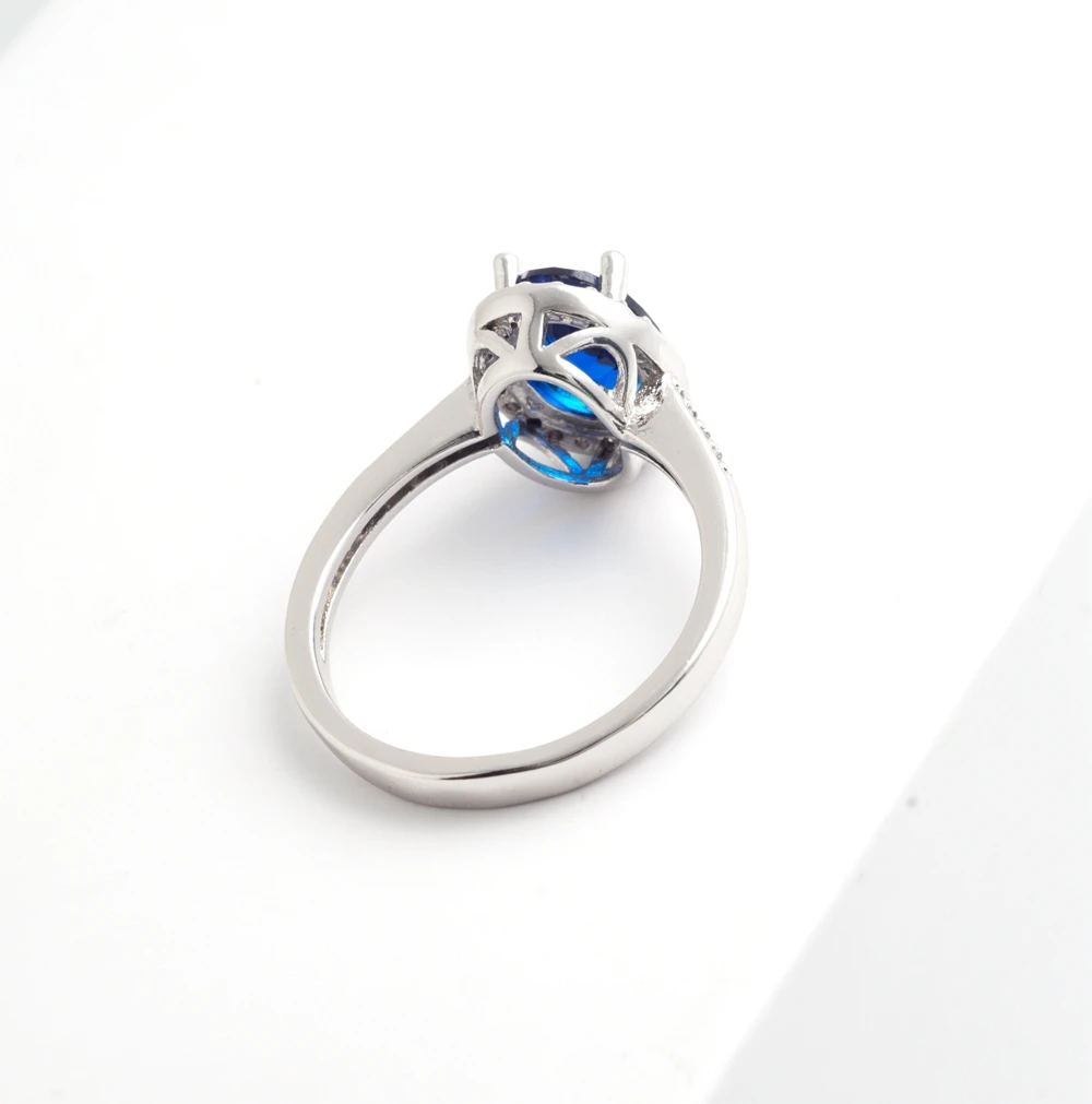 Yunkingdom Овальный Циркон Кристалл обручальное кольцо модные темно синие кольца для