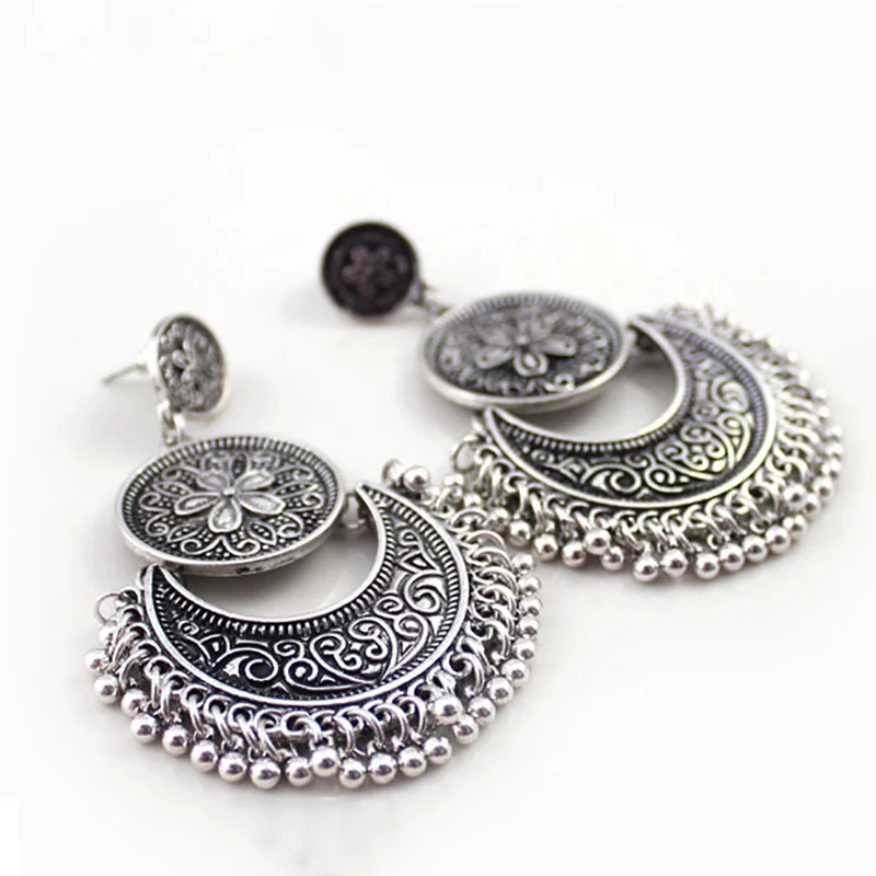 Модные серьги кисточки с бисером и монетами Винтажные висячие перфорацией для