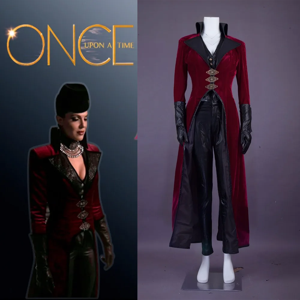 Cosplaydiy Сделано на заказ один раз сглаза королева Реджина красный видение костюм