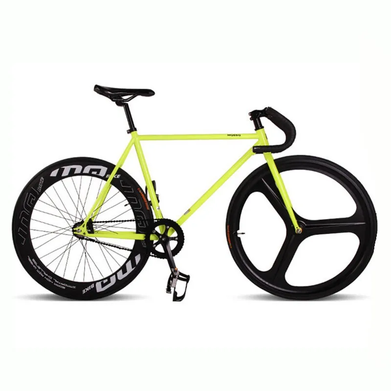 Цвет: желтый Колеса из магниевого сплава, 3 Спицы, fixie велосипед, велосипед с фиксированной передачей 700C* 23 70 мм, обода 52 см, рама DIY, велосипед, Полный дорожный велосипед - Цвет: Цвет: желтый