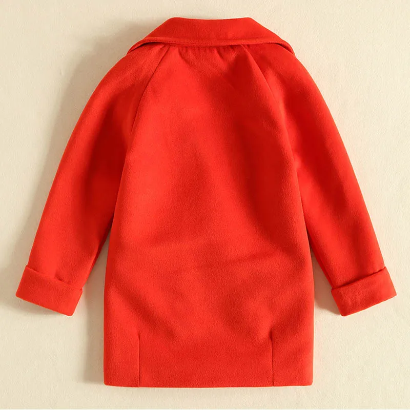 Immdos зимнее шерстяное пальто для девочек с лацканами длинными рукавами теплая