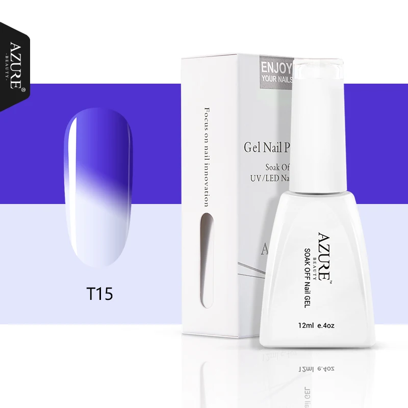 T15 Azure beauty термальный Хамелеон УФ-гель для ногтей замочить от Led Гибридный гель лак для ногтей температура УФ лак для ногтей 12 мл - Цвет: T15