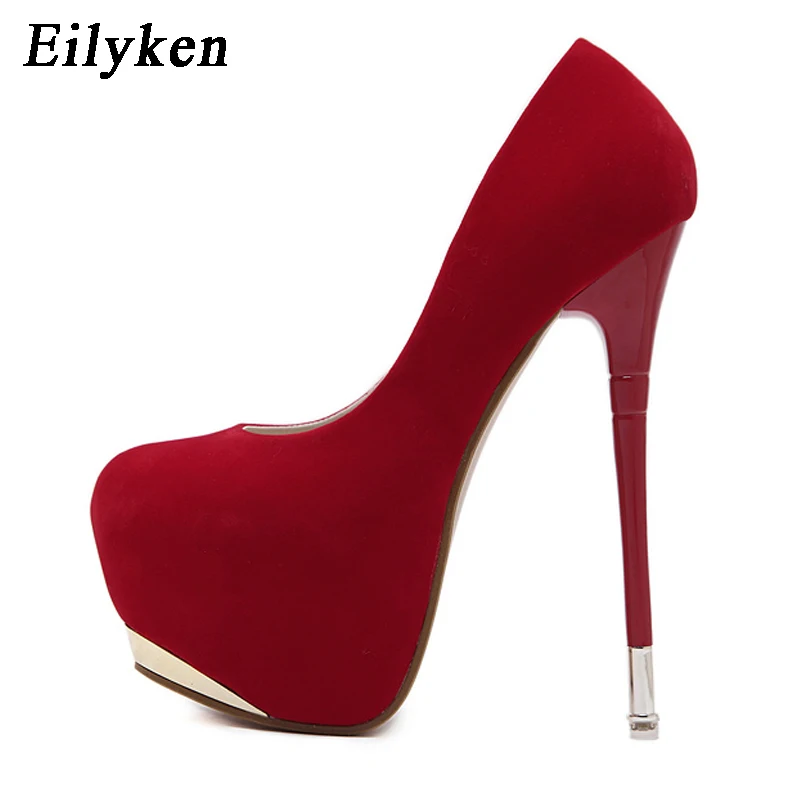 Eilyken/женские туфли-лодочки из флока; обувь на платформе; пикантные туфли на высоком каблуке; Новинка года; осенние вечерние женские туфли-лодочки с круглым носком; свадебные туфли