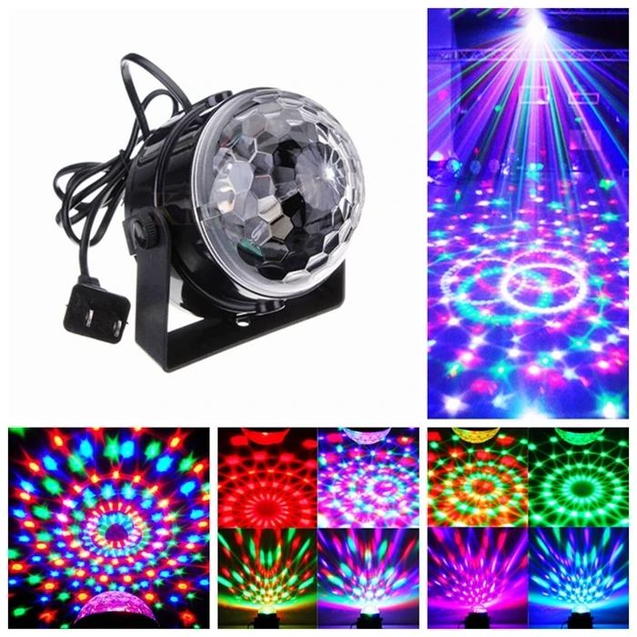 Voice Control RGB LED Stage Lamps Crystal Magic Ball Sound Laser Effect Light Party Disco Club DJ | Лампы и освещение