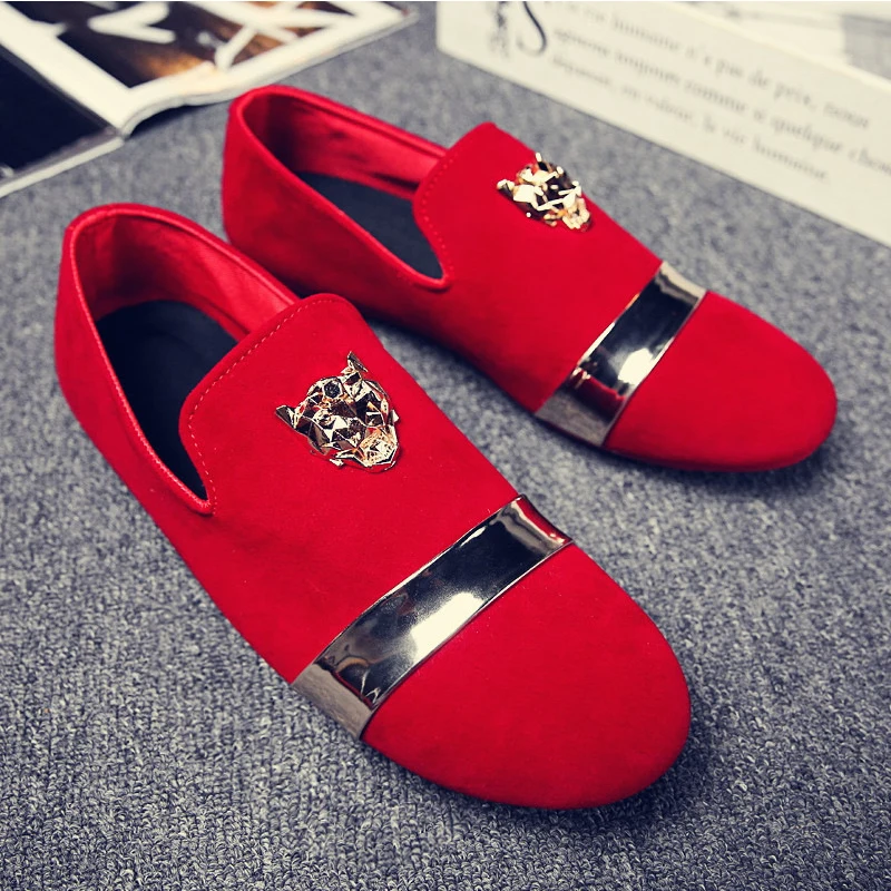 Spring And Autumn New men's Casual Shoes Fashion Cow Suede Men's Shoes Men's Dress Shoes Metal Decoration Men's Wedding Shoes