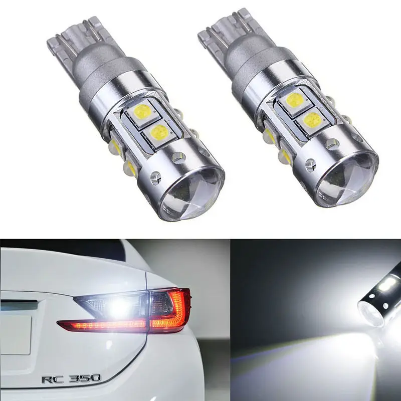 

2x Geniune Cree XB-D Chip High Power T10 921 912 168 50W 800lm Super Bright White Car LED Bulbs Reverse Backup light Lamps