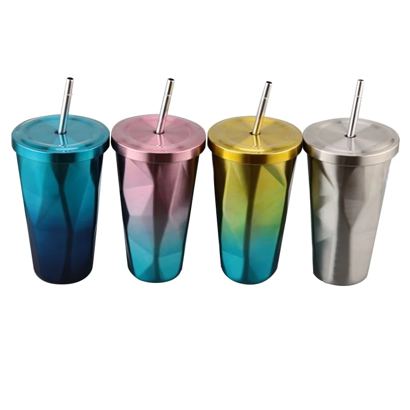 Кружка для кофе UPORS с соломинкой и крышкой 550 мл|stainless steel mug|mug with strawsteel mug |
