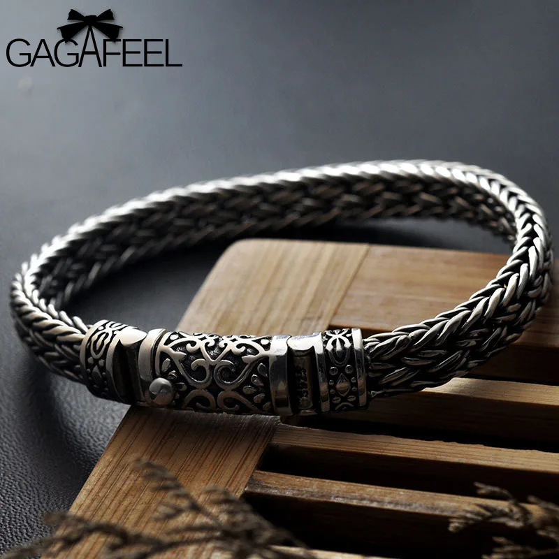 GAGAFEEL 100% 925 серебряные браслеты ширина 8 мм Классическая цепь из проволоки S925