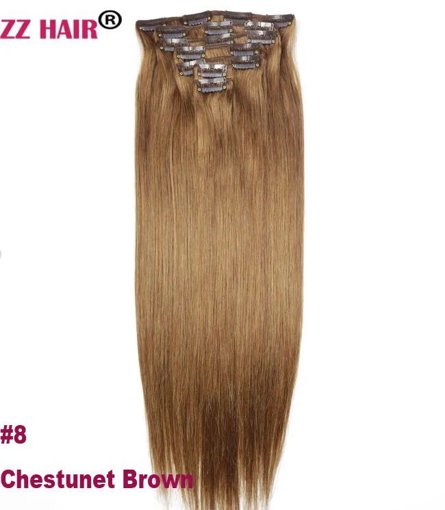 ZZHAIR 100 г-140 г 1"-24" волосы remy для машинного изготовления 7 шт. в наборе человеческие волосы для наращивания на всю голову набор Натуральные Прямые Волосы