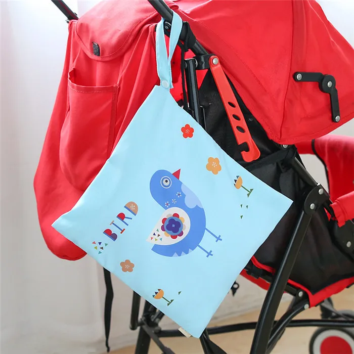 Blue Bird Детские сумки для подгузников, мокрая сумка с одним карманом, сумка для пеленания, водонепроницаемый детский тканевый подгузник, органайзер, сумка для хранения коляски - Цвет: Blue Bird
