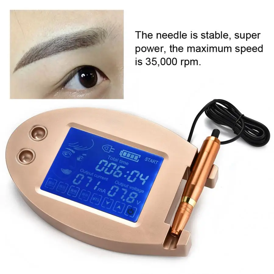 2 Types 100-240V Semi-permanent Tattoo Machine Lip Eyebrow Eye Liner Tattoo Panel Control Machine Permanent Make Up Tattoo Gun
