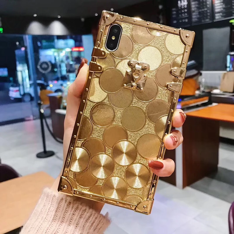 Роскошный брендовый квадратный Платиновый золотой чехол для телефона Samsung Galaxy S8