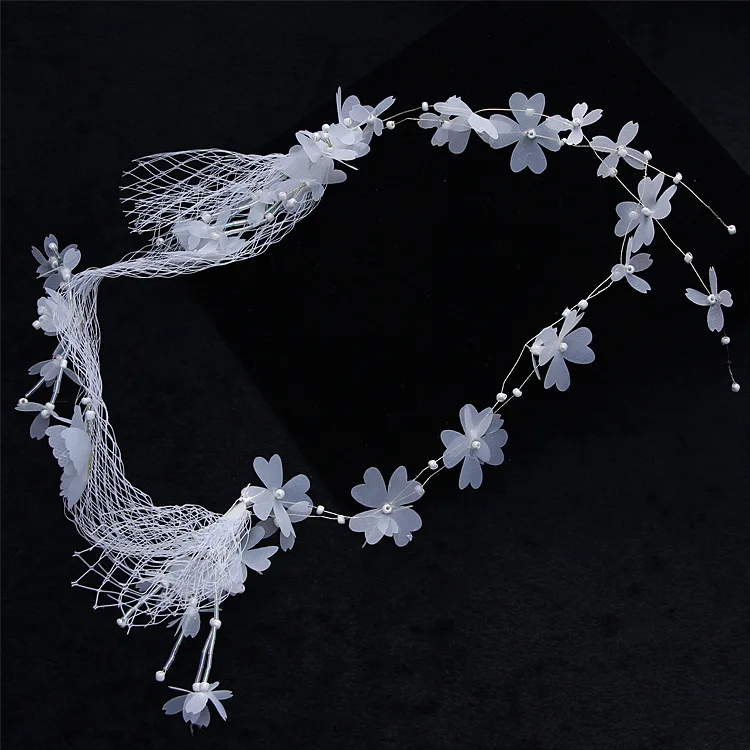 Новая сетчатая кружевная вуаль белый цветок Бабочка жемчуг женский головной