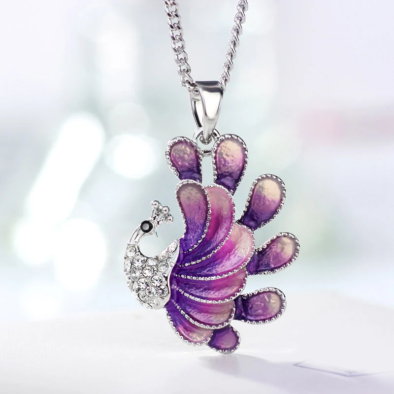 Neoglory чешские Стразы и эмаль набор ювелирных изделий фиолетовый павлин Стильное