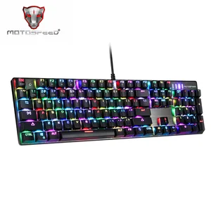 Проводная Механическая клавиатура Motospeed CK104, игровая клавиатура с RGB-подсветкой и защитой от фиктивных нажатий, 104 клавиш