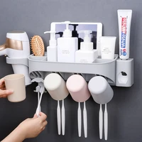 toothbrush holder bathroom toothpaste squeezer cup set for family wall mount