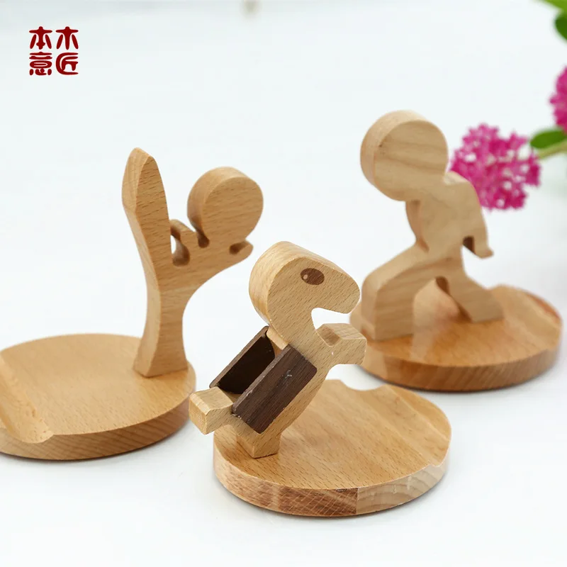 Креативная деревянная подставка для мобильного телефона из твердой