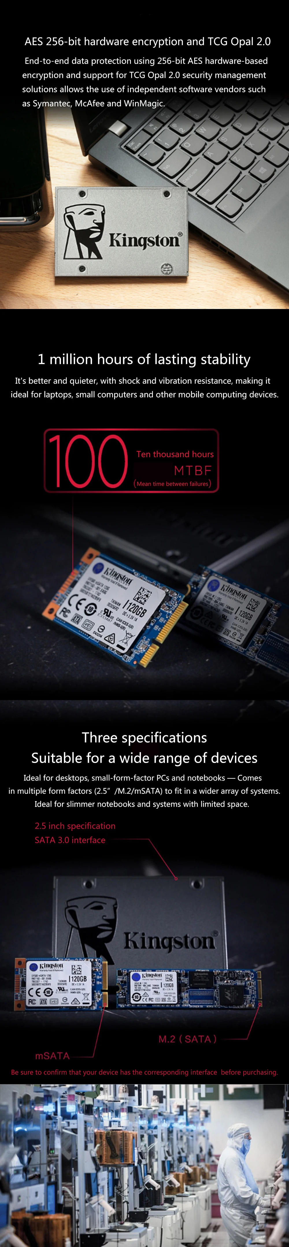Kingston SUV500S37 SSD 120G 240GB Внутренний твердотельный накопитель 2,5 дюймов SATA III HDD жесткий диск HD ноутбук ПК