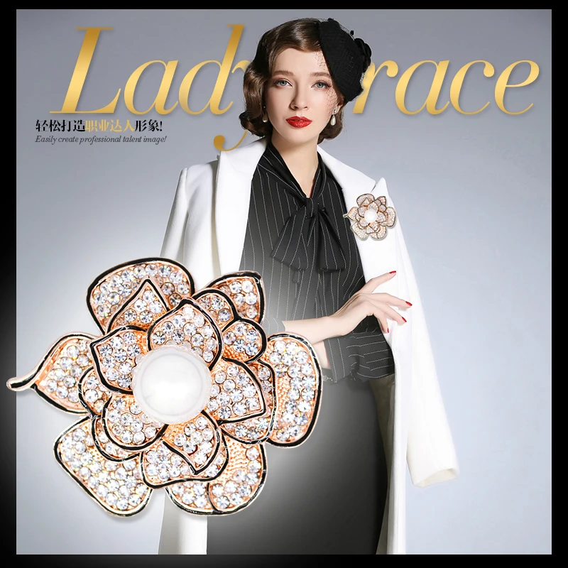 Zhen томоми изысканный цветок розы знак имитация-жемчужина кристалл элегантный