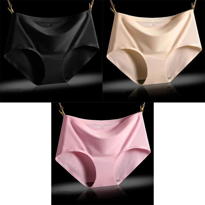 black skin pink BZEL, хит, 3 шт./лот, сексуальные трусики, Женский комплект, трусики, одноцветные, женское нижнее белье, со средней посадкой, шелковистые, женские трусы, комфортные, бесшовные трусики - Цвет: black skin pink